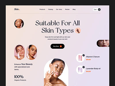 Skincare Product Landing Page beauty beauty clinic blockchain cosmetics cosmetology creative ecommerce facial fashion kylie jenner landing page makeup minimal personal care skin skin care skincare uiux web design website