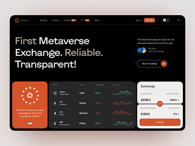 QMALL Crypto Exchange animation bitcoin blockchain crypto exchange cryptocurrency design ethereum exchange landing page meta metaverse modern qmall token ui uidesign ux web3 website