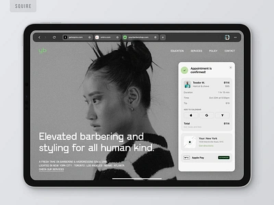 SQUIRE - Booking Widget 3d animation app appointment barber barbershop book booking booking widget branding custom haircut motion order squire ui ux video web widget