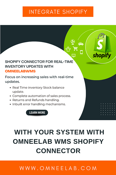 OmneelabWMS Shopify Connector for WMS Warehouse | SaaS Software animation branding design graphic design illustration logo typography ui ux vector