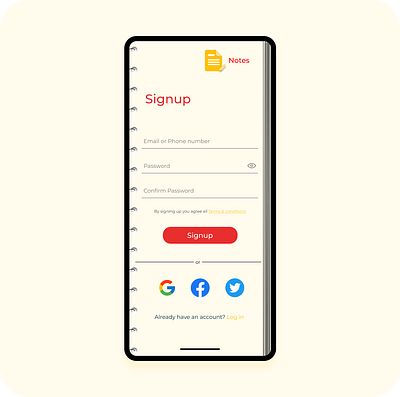 DailyUI001- Notes app signup screen appdesign dailyui dailyuichallenge figma figmadesign ui ux uxui uxuidesign