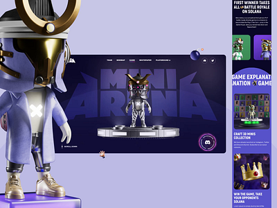 Mini Arena. Play to earn NFT game. Website 3d 3d illustration animation design graphic design motion graphics ui uiux ux web