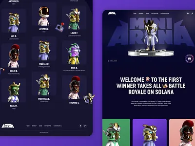 Mini Arena. Play to earn NFT game. Website 3d 3d illustration animation design graphic design motion graphics ui uiux ux web