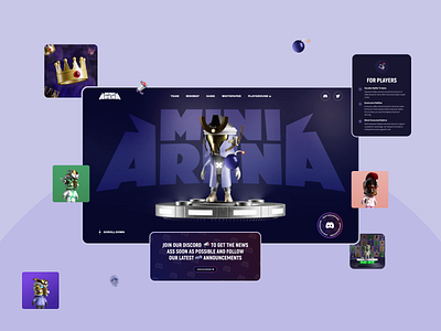 Mini Arena. Play to earn NFT game. Website 3d 3d illustration animation design graphic design illustration motion graphics nft ui uiux ux web