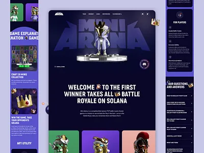 Mini Arena. Play to earn NFT game. Website 3d 3d illustration animation design graphic design illustration motion graphics ui ux web website