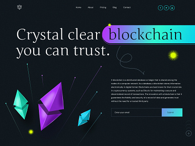 Blockchain Hero Header blockchain bloclchain landing page crypto currency design hero header hero image minimal ui ux web