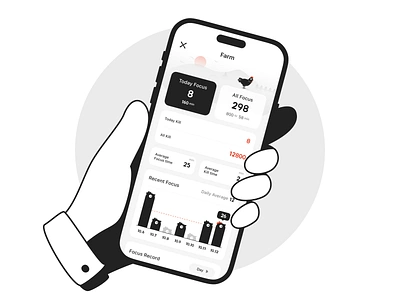 ChickFocus App New Farm chicken clock countdown focus grow up mobile pomodoro technique self discipline statistics timer ui