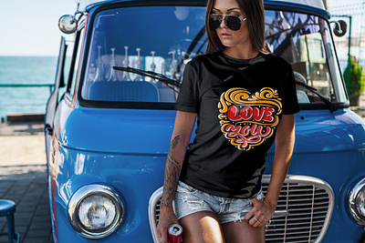 Love You custom typography t shirt sketch