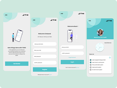 ToDo app design menu ui ux