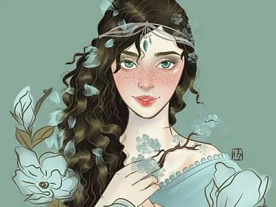 Flora anime art digitalart doodle drawing dtiys flower girl illustration