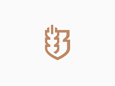 B-wheat logo agricultural agro astana b b letter bread building crown farm flour gold kazakhstan line design millet monogram shield tower town village wheat