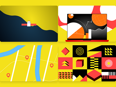 Illustrations Set for Corporate Website branding corporate geo geospatial graphic design graphics illustration illustrations landing logo satellite website
