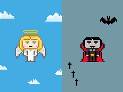 NFT Pixel Art Angel & Vampire design illustration nft pixel pixelart vector