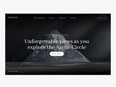 ARTKOS: Travel Tour Information Website adventure arctic arctic circle cold concept work cruise dark ui expedition fun header hero north snow tour travel website winter