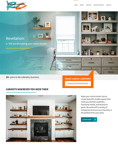 Revelation Cabinetry cabinetry design orange teal ui web design