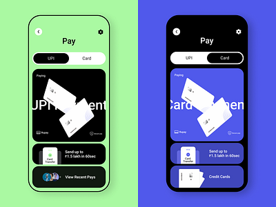 UPI - CARD transfer landing page branding design ui