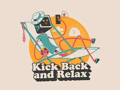 Kick Back and Relax beach coconut computer deckchair happy illustration monitor nocode relax summer sun vintage web webflow