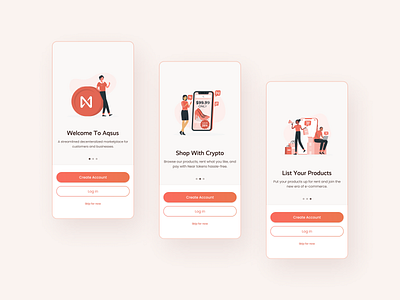 Aqsus | Crypto Marketplace branding crypto e commerce ecommerce graphic design introduction marketplace minimal near onboarding orange simple ui ux uxui design