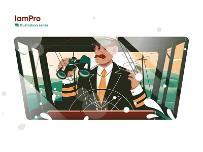 Ship captain - illustration boat captain character flat illustration kit8 man ship vector vessel