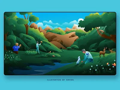 Green Eco Illustration_3 adventure artwork background wallpaper banner camping concept environment game background hiking homepage background illustration landscape illustration mountain background natural landscape outdoor phone backgrounds secret realm travel vector background wallpaper