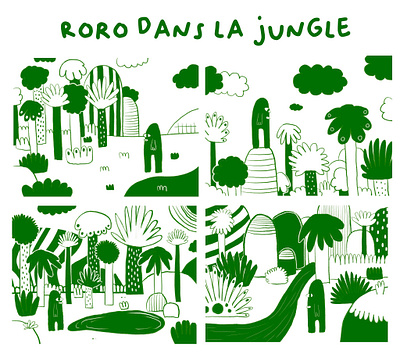 Roro in the jungle art child design draw drawing green illustration illustrations landscap univers