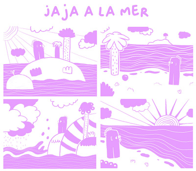 Jaja at the beach art child draw drawing illustration illustrations landscape pink