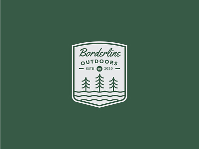 Borderline Outdoors Co. branding design logo estd forest geometric line logo logo design nature outdoor outdoor logo outdoors outdoors crest river script font shield simple tree vector water