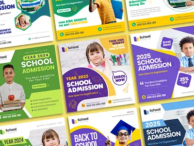 School Admission Social Media Post Design Template school