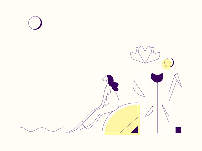 A girl under moon flat Illustation adobeillustrator branding design figma flatillustration graphic design illustration procreate ui webdesign