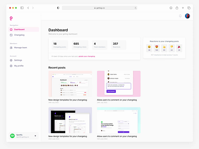 Getlog - Dashboard animated animation dashboard icons minimal navigation ui web app