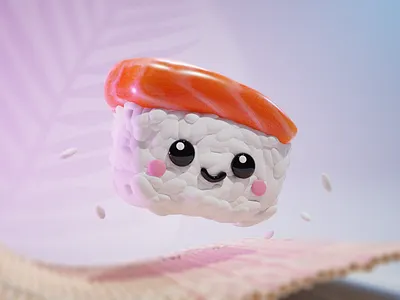 Happy Sushi 3d 3d art 3d modeling abstract blender c4d cute design food graphic design happy illustration motion rice sushi