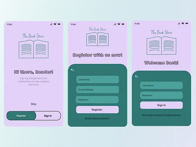 Welcome / Register / Sign In app design app log in design figma logo logo design mobile design mobile login responsive design ui ux web design