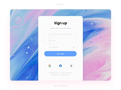 Daily UI #1 Sign Up authorization daily ui daily ui 1 dailyui form google liquid sign up ui