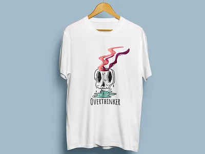 Overthinker anxiety artwork branding clothing clothing design death digital art emotional emotions fun design graphic design illustration logo overthinker shirt design skeleton skull vector video game