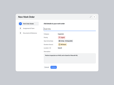 New Work Order - Inventory Management dashboard delivery e commerce inspection inventory logistic management new work order order details parcel pop up product design saas saas design shipping ui design webapp