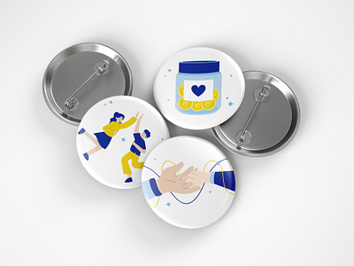 Ukrainian Charity Pins Concept I Rescue Now blue design digital art illustration pin ukraine yellow