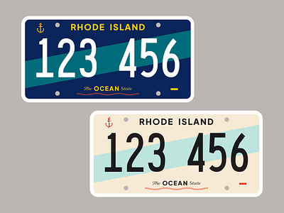 Rhode Island License Plate Redesign anchor blue boat branding cream graphic design green hope icons license plate nautical ocean state pattern rebrand red rhode island rope stripes yellow