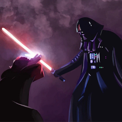 Obiwan vs Vader illustration procreate