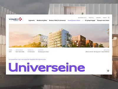 Vinci Immobilier animation bold color interactive motion principle prototype ui webdesign website