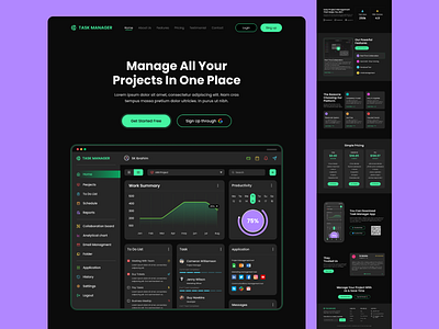 Saas-Based project Manager application website design clean creative design designinspiration dribbble flatdesign homepagedesign modern ui ux website