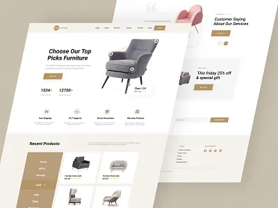 Furniture - Landing Page chair ecommerce furnitura furniture design furniture landing page furniture website home homedecor homepage interior minimalist sofa ui uiux website