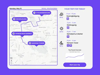 Travel Map app branding dailyui design figma graphic design illustration location logo map map design market seoul south korea touristic travel trip ui ux