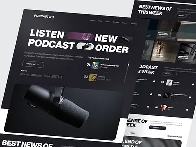 PODCASTIN - PODCAST APP audio conversation design hero inspiration landing page listening live live podcast music podcast podcast platform podcasting radio sharing streaming ui uiux ux website podcast