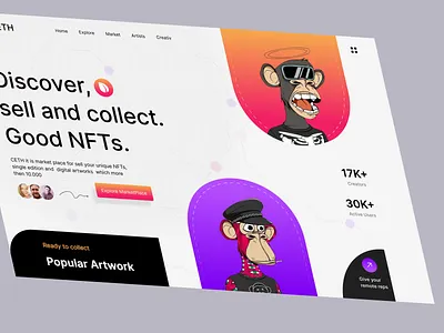 NFTs market place - Web Design aziz xabibullaev batix clean clean design crypto design gallery market market place marketplace minimal nft online shop shop ui ui shark ui ux web web design web site