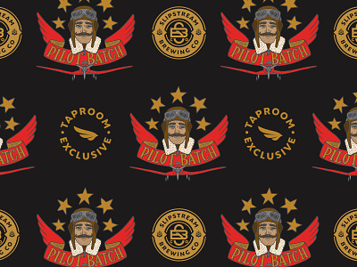 Pilot Batch beer brewery emblem illustration lettering logo matt vergotis pilot plane star vintage wings