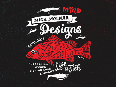 MMD Apparel Design apparel branding design fish fishing illustration lettering logo lure mangrove jack matt vergotis verg vintage