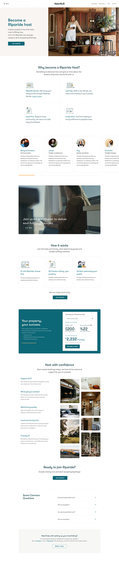 Host Experience host inspiration landing page tooltip travel