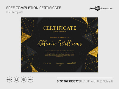 Free Completion Certificate Template certificate certificates free freebie photoshop print printed psd template templates