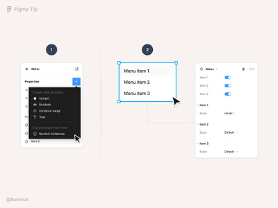 Use nested instances in Figma component properties design design handbook for figma design system expose nested instances figma figma design system interface list menu nested properties in figma symbols ui ui kit ui tip ux ux tip