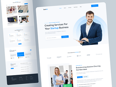 BestKit - Startup Company Landing Page UI 2022 trends bestkit clean ui design trends figma homepage landing page minimalistic ui modern design startup templatecookie ui ui design user interface visual design web design website